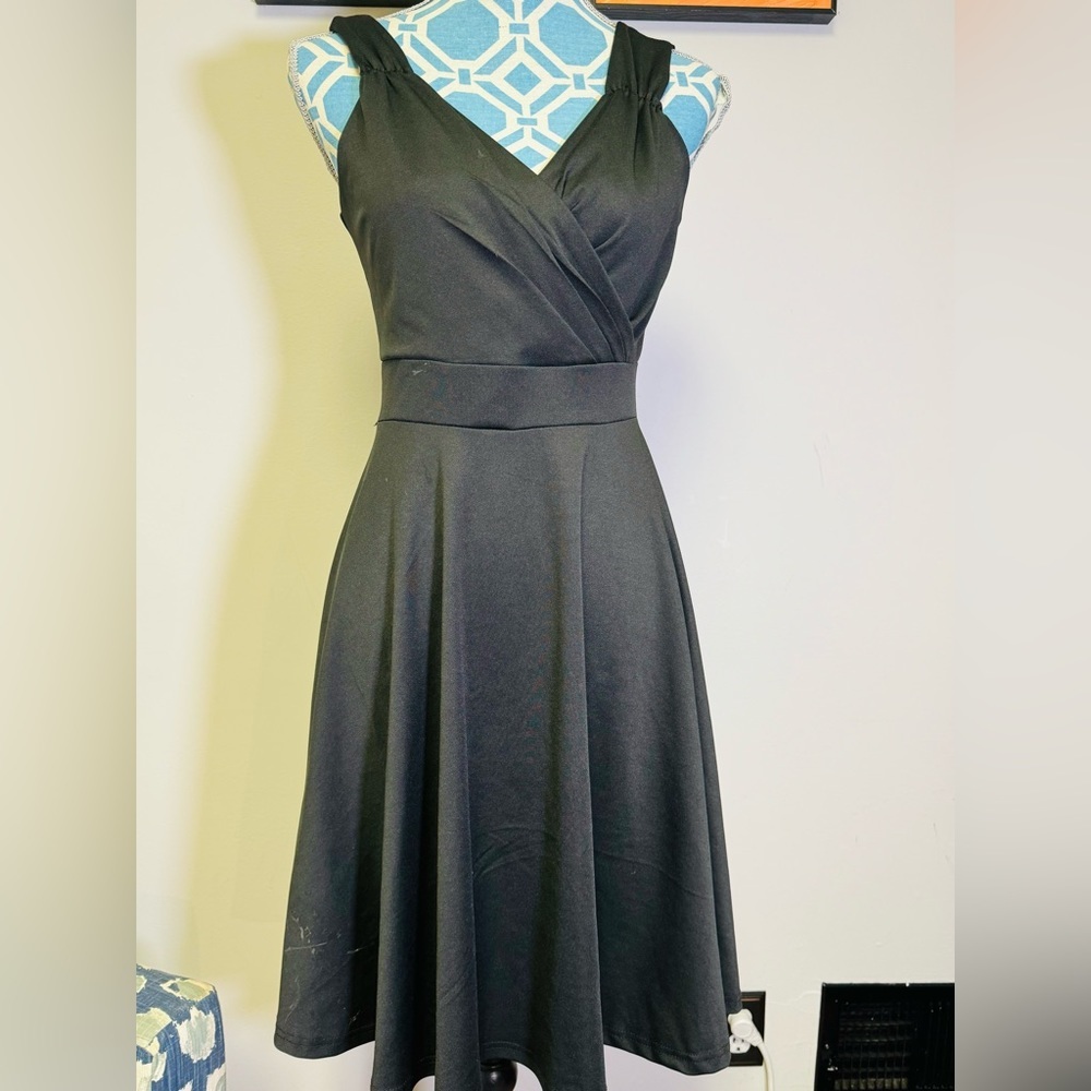 GRACE KARIN Women's Sleeveless Wrap V-Neck A-line Dress Black Size Medium